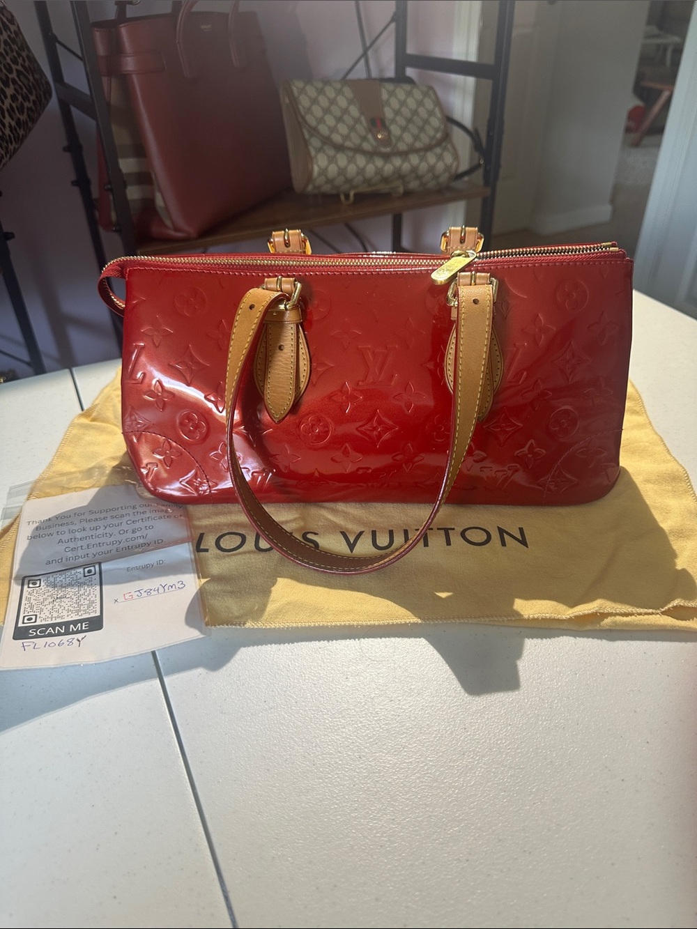 Louis Vuitton Red Patent Leather Shoulder Bag - Picture 13 of 16
